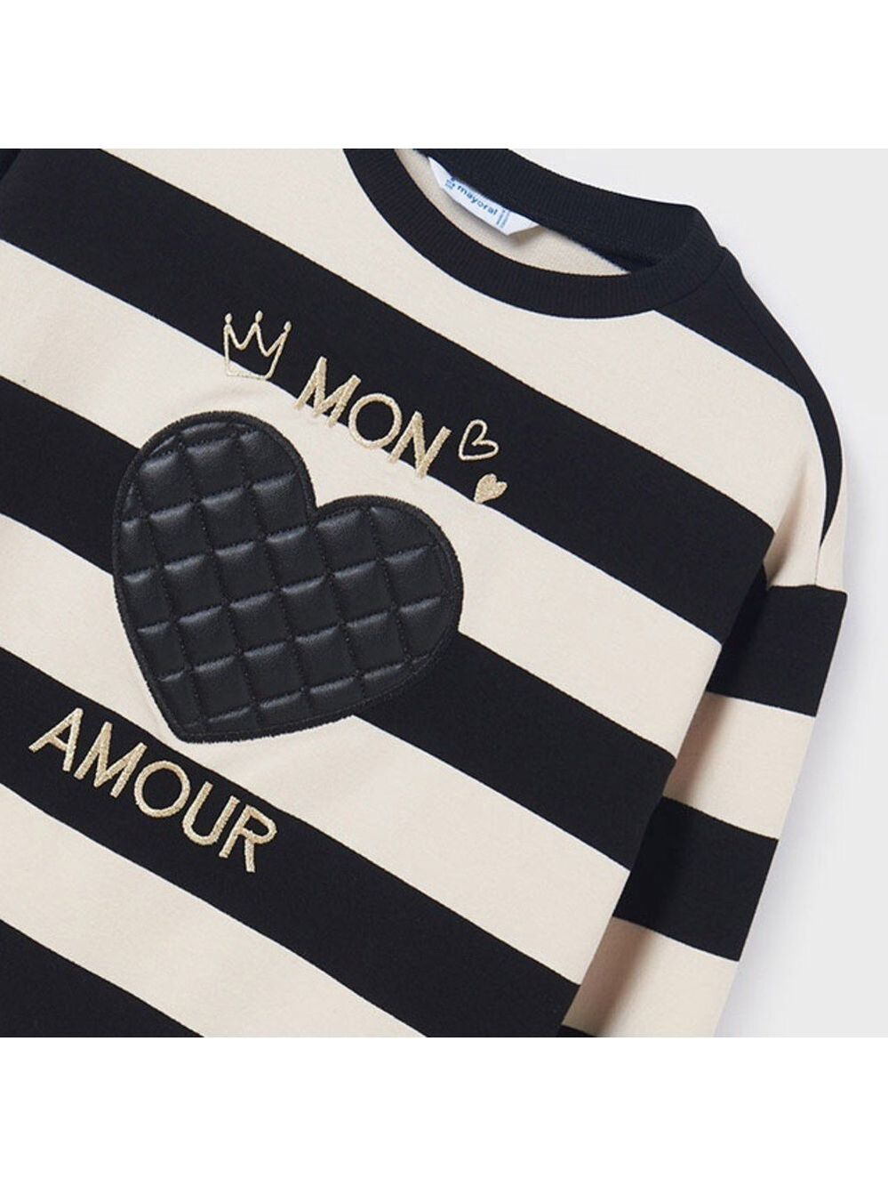 Size 2 Toddler Girls Mayoral Black and White Casual Dress with Striking Stripes - Picture 2 of 4
